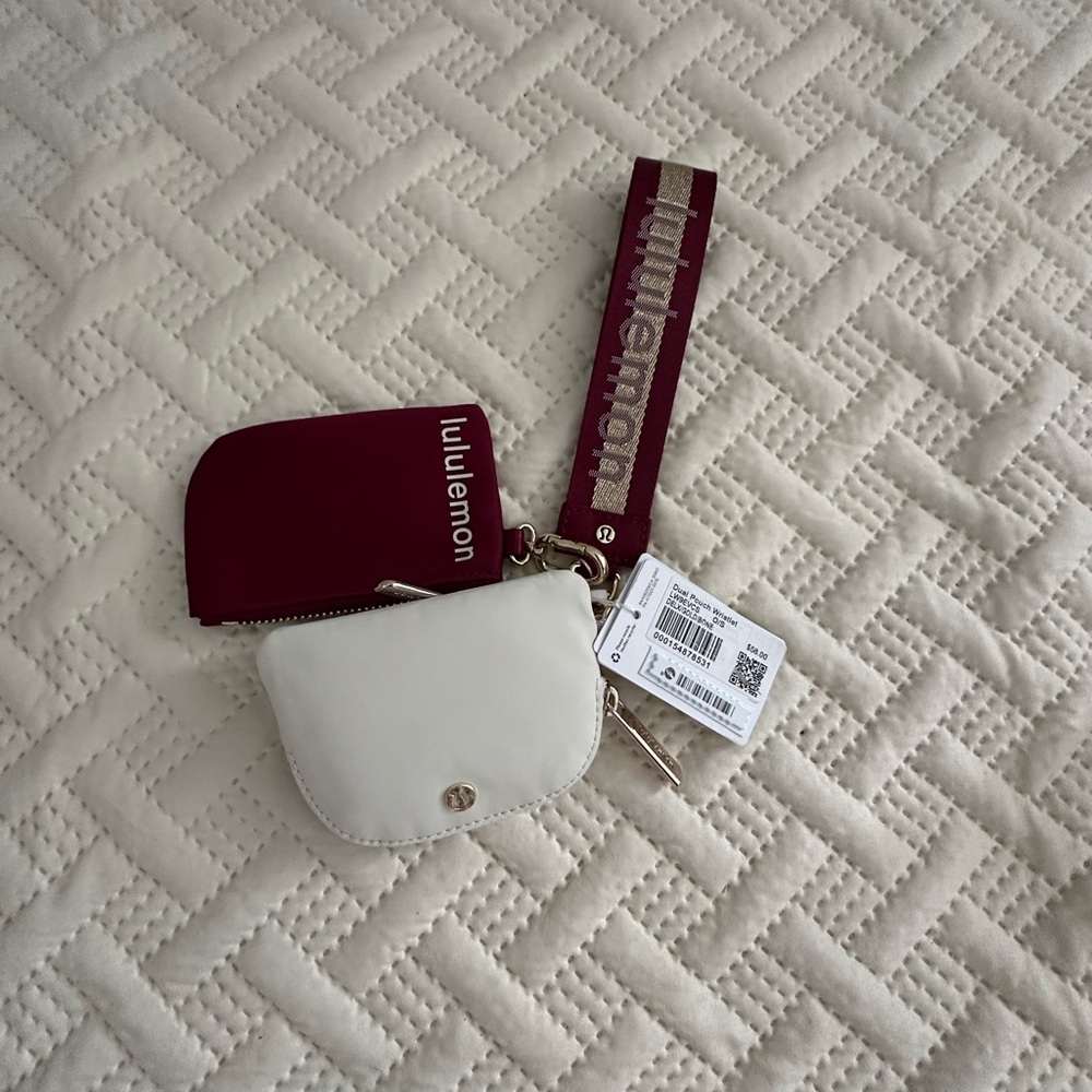 Lululemon Cream and Burgundy Wristlet